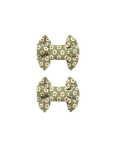 Olive Bloom Bow Clips